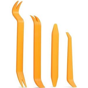Diboniur Gereedschap voor het verwijderen van auto, set van 4 hard plastic gereedschap voor auto, radio, audio, binnenbekleding, dashboard, oranje