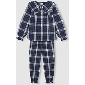 Gocco Pijama Largo de Cuadros Cuello Grote pyjama lang geruit hals meisje blauw (Azul Nuevo), 12 jaar, blauw (Azul Nuevo)