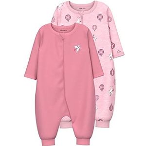 Name It Nbfnightsuit 2p Zip Unicorn Noos Romper voor baby's, meisjes, Perfect roze.