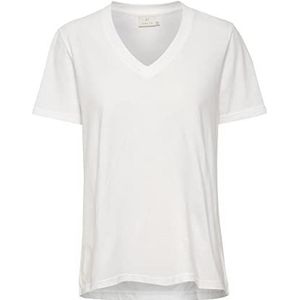 KAFFE Kamarin T-shirt à col en V pour femme, Blanc optique, S