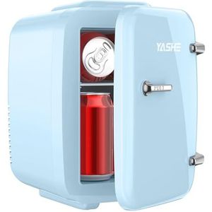 YASHE Mini réfrigérateur 4 litres pour cosmétiques, boissons, 220 V AC/12 V DC, thermoélectrique refroidissement et réchauffement, petit réfrigérateur pour chambre à coucher, bureau, dortoir, Bleue