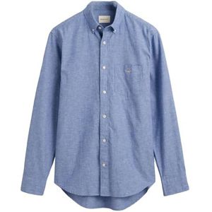 GANT Reg Cotton Linen T-shirt REG Katoen Linnen T-shirt voor heren, Lichtblauw