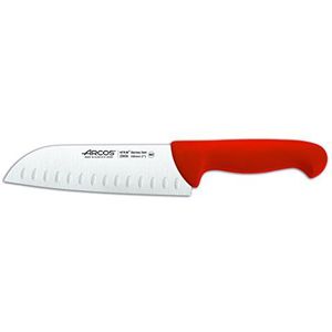 Arcos Serie 2900 - Santoku mes Aziatisch mes ArtAsian Knife - nitrumlemmet roestvrij staal 180 mm - handvat polypropyleen kleur rood