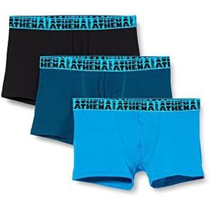 Athena - Boxershorts heren – Easy Sport LN15 – Uni (3 stuks) zwart/kruisig/turquoise, L, zwart/cruise/turquoise