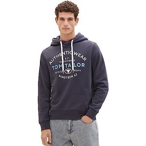 TOM TAILOR Basic sweatshirt met capuchon en logoprint Basic herensweater met capuchon en logoprint-mannen (1 stuk), 10899-Asfalt Grijs