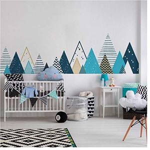 Ambiance Sticker Muurstickers voor kinderen, decoratie babykamer, zelfklevend, reuzenbergen, Scandinavisch, Tipika, H 80 x B 135 cm