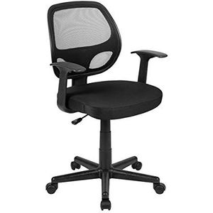 Flash Furniture Flash Fundamentals Bureaustoel, ergonomisch, met armleuningen, netstof, zwart