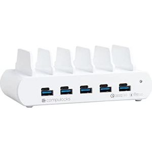 COMPULOCKS - DC/POS 5 Port USB and USB-C Multiple Tablet Charging Station White