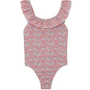 Gocco Maillot de bain imprimé indien avec volant pour filles, corail, 9-10 ans