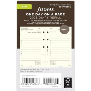 Filofax Mini agenda 2025 1 jour par page en coton crème 4 langues