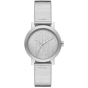 DKNY Watch For Women, Soho D derailleurwerk, roestvrij staal met 34 mm horlogemaat, zilverkleurig.