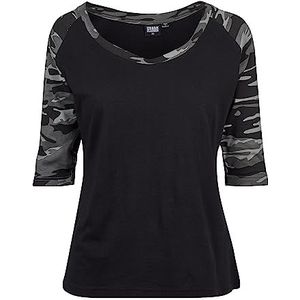 Urban Classics Urban Classics Dames T-shirt 3/4 Contrast Raglan T-shirt Dames (1 stuk), Zwart/Grijs