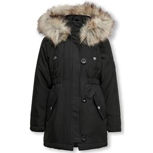 KIDS ONLY Only Girl Parka Lang, zwart/detail: FUR LIGHT GREY