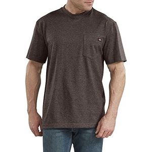 Dickies Henley T-shirt voor heren, met korte mouwen en ronde hals, met zak, Chocolade bruin