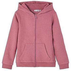 NAME IT NKFLENA LS SWEAT CARD WH BRU NOOS meisjes Hoodie-jas, deco roze, 116