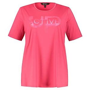 Ulla Popken Dames T-shirt met korte mouwen Regular Fit 658961, Neon Pink (74984657)