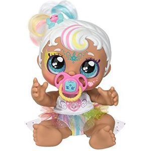 Kindi Kids 50275 Mini Mello Unicorn Kostuum Kleine Zus met Make-up. 1 pop met fopspeen speelgoed en magische spons. Grote glanzende ogen, pluizige benen en armen, afneembare luier, 50275