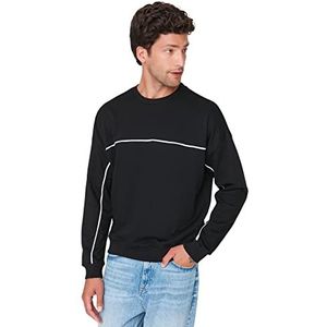 Trendyol Oversize sweatshirt uni ronde hals trainingspak heren zwart, XS, zwart.