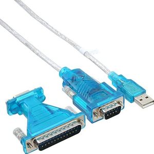 InLine USB naar serial adapterkabel / USB A mannelijk naar 9-polig mannelijk / 9-polige mannelijk / 25-polige adapter / 1,8 m
