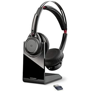 Poly Voyager Focus UC draadloze hoofdtelefoon + laadstation (Plantronics), microfoon met ruisonderdrukking, Active Noise Cancelling (ANC), PC/Mac/mobiele telefoon via Bluetooth - Teams, Zoom & meer