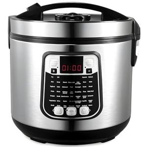 Wintem Multifunctionele elektrische keukenmachine, 5 l, 930 W, werkvolume 4 l, compacte afmetingen 28 x 26,5 cm, standaard 45 kookprogramma's, pan met antiaanbaklaag, led-display,