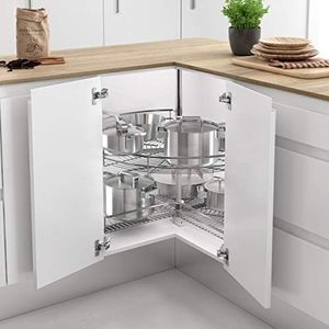 Menage Confort Set van 2 270° draaibare dienbladen voor hoekkeuken, diameter 820 mm, hoogte 630-730 mm