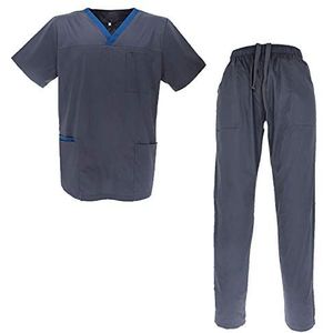 Misemiya - Uniform Unisex Blouse - Medisch uniform met top en broek - Ref. G7134, Medisch uniform G713-51, grijs
