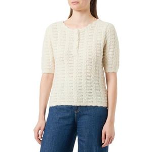 faina Femme Mince Creux Vintage Crochet Tricot Manches Courtes Blanc Laine Taille M/L, Blanc cassé, M