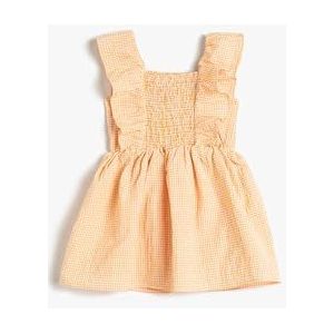 Koton Robe de bébé fille Ruffle Gimped détail vichy, Orange à carreaux, 9-12 Monate