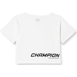 Champion Athletic Club W-Crop Surdimensionné S/L T-Shirt Femme, Blanc, L