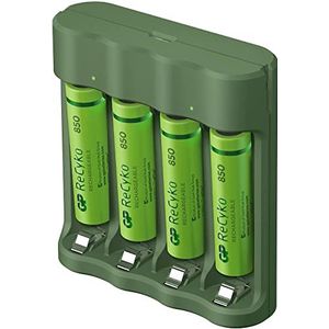 GP - ReCyko Everyday batterijlader (USB), incl. 4 AAA 850 mAh NiMH-batterijen