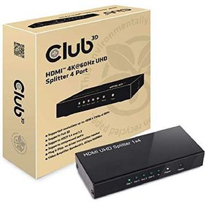 club3D CSV-1380 4 poorten HDMI-splitter 4096 x 2160 Pixel Zwart