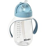 BÉABA, Drinkfles / drinkbeker voor kinderen, 2-in-1, 100% waterdicht, lekvrij, gemakkelijk te openen, afneembare handgrepen, Tritan en siliconen, 300 ml, windy blue