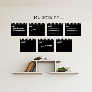 Ambiance Sticker Ardoise Tableau Noir - Stickers Muraux Adhésif Effaçable - Hebdomadaire - H95 x L65 cm