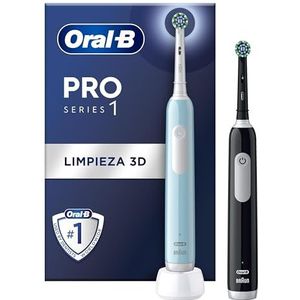 Oral-B Pro Series 1 set twee, elektrische tandenborstels, blauw en zwart, 2 borstels, ontworpen door Braun