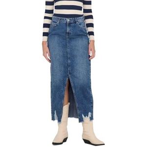 ONLY Jeansrok voor dames, middelhoge taille, lange rok, Medium Blauw Denim