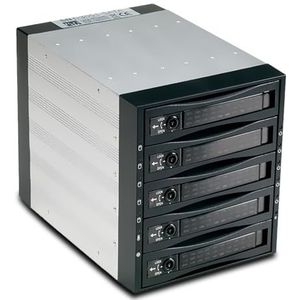 Fantec SNT-BA3151-1 externe aluminium harde schijf frame voor SATA/SAS (8,89 cm, 3 sleuven, 8,89 cm, Hotswap, 5 x 8,89 cm, afsluitbaar, 6 LED's, 8 cm, ventilator) zwart