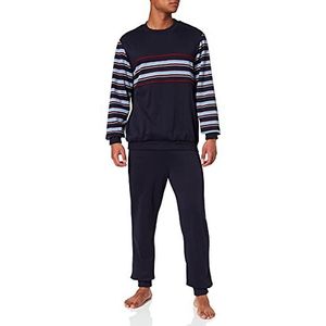 Damart Thermolactyl fleece pyjama, lange mouwen, pyjamaset voor heren, marineblauw gestreept