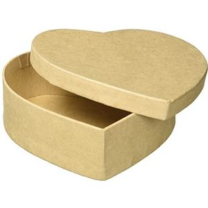 Glorex Kartonnen doos in hartvorm, natuurlijk, 12 x 12 x 3,8 cm