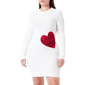 Love Moschino Maxi-jurk met lange mouwen voor dames, Wit