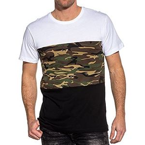 Urban Classics Color Block heren T-shirt, zwart/wit/camouflagehout