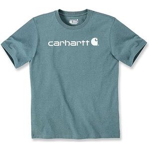 Carhartt Grafisch T-shirt met korte mouwen en logo en losse pasvorm werk-T-shirt voor heren, Sea Pine Heather