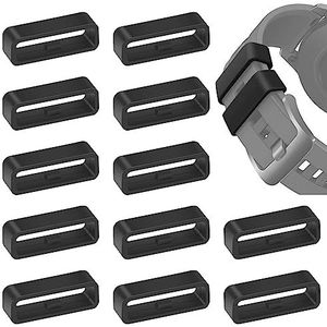 12 stuks siliconen horlogeband 22 mm compatibel met Garmin Huawei Samsung (zwart)