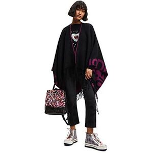 Desigual Poncho_Logo Paris 3016 Lilac Poncho dames, rood (rood), één maat, rood, één maat, Rood