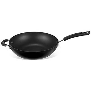 Circulon Total Induction Wok anti-aanbaklaag - grote wokpan 30 cm, oven- en vaatwasmachinebestendig met zachte, hittebestendige handgrepen, diepe braadpan, zwart
