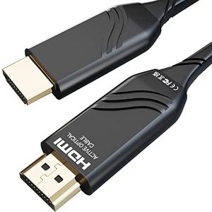 KabelDirekt 100 m – optische HDMI-kabel, 8 K (48 G, 8 K @ 60 Hz voor een Ultra HD-ervaring – compatibel met HDMI 2.0/1.4, flexibele glasvezelgeleider voor verliesvrije overdracht, zwart)
