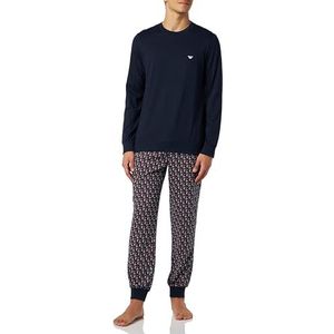 Emporio Armani Emporio Armani Pyjamaset voor heren, pyjamaset voor heren, 2 stuks, Marine/marineblauw print