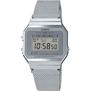 Casio Digitaal dameshorloge met armband van roestvrij staal A700WEM-7AEF, zilver, 37,4 x 35,5 x 6,0 mm, armband, zilver.