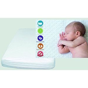 Ti TIN, set van 2 matrasbeschermers voor kinder-/babybed, 50 x 80 cm, matrasbeschermer, zacht, ademend, waterdicht en antibacterieel, 100% katoen, voering van polyurethaan, badstof stof, kleur wit