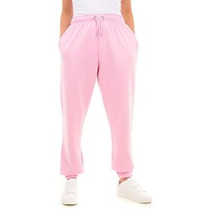 M17 Oversized gerecyclede joggingbroek voor dames met revers-zoom en elastische joggingzakken, Roze